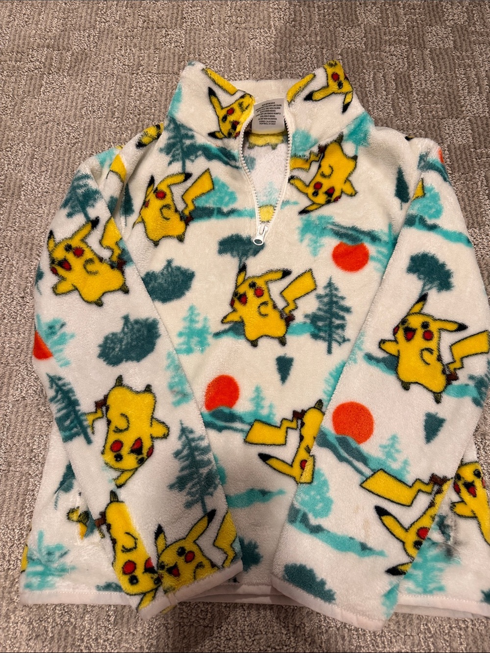 Pokemon White Yellow Blue Teal Kids Fleece Pullover Hoodie